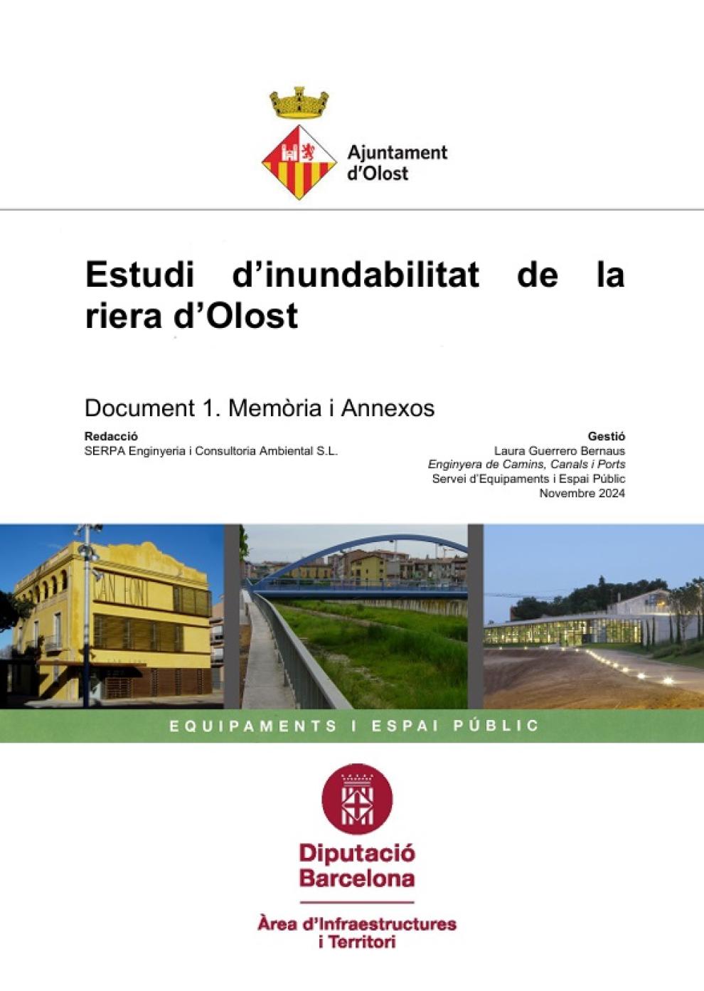 La Diputació de Barcelona fa entrega a l’Ajuntament de l’Estudi d’Inundabilitat de la riera d’Olost 
